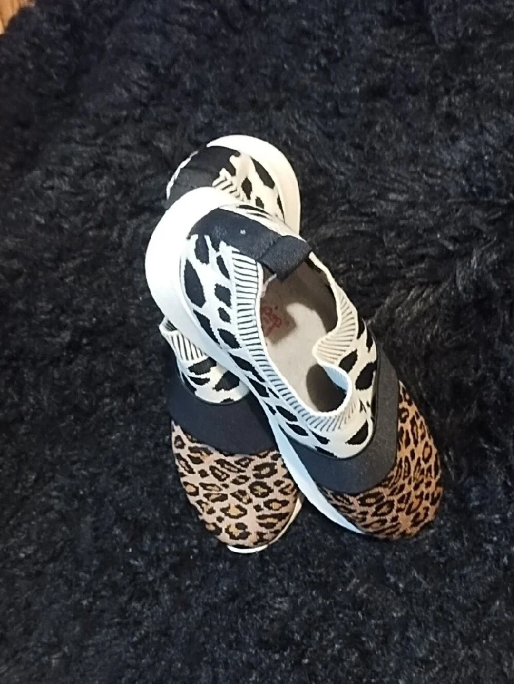 Jellypop Slip-On Mixed Animal Print Sneakers - Black, White & Brown VGC Size 8.5